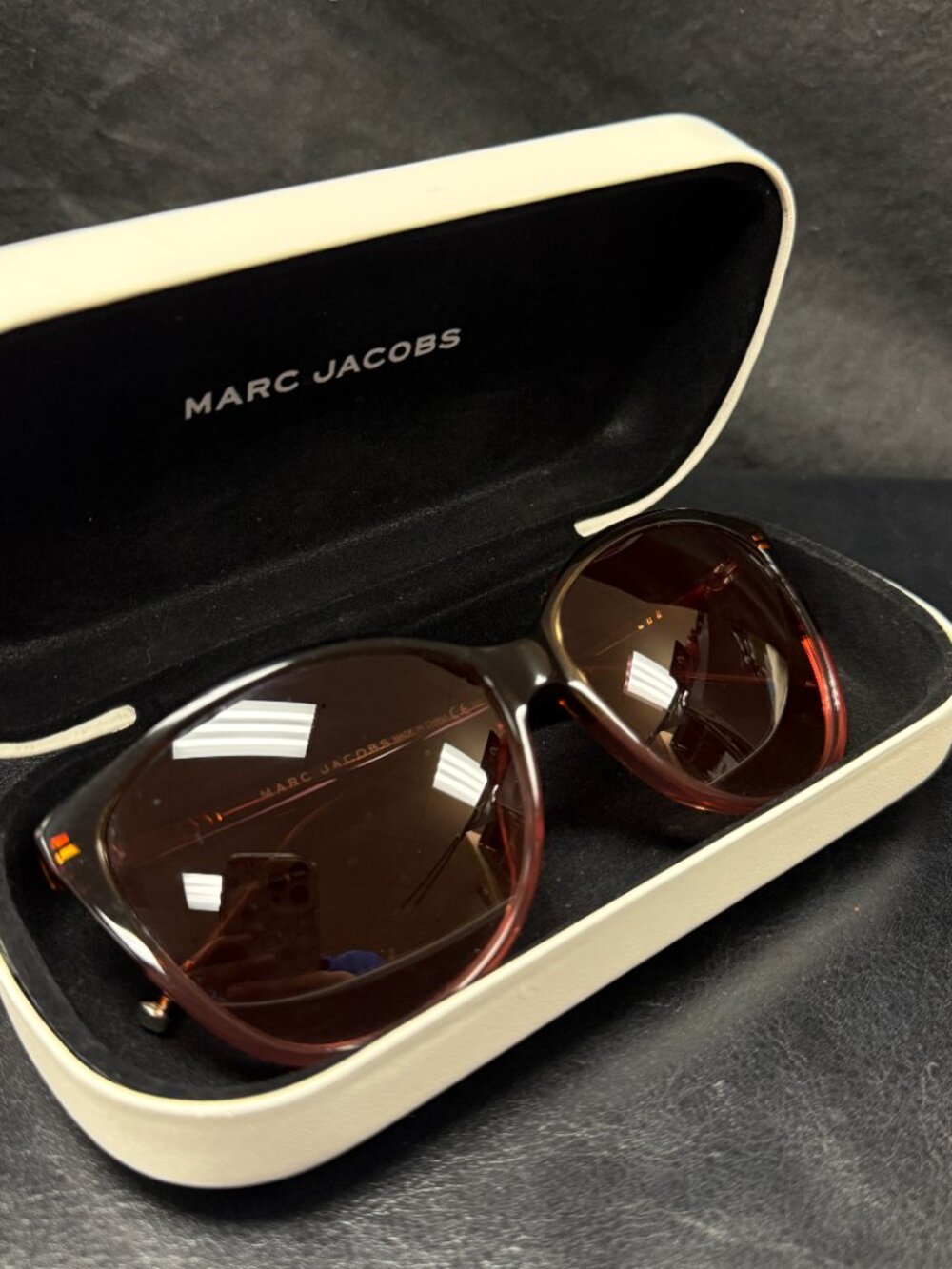 Marc Jacobs Brown Gradient Oversized Round Sunglasses Tortoise w/ Case Women's